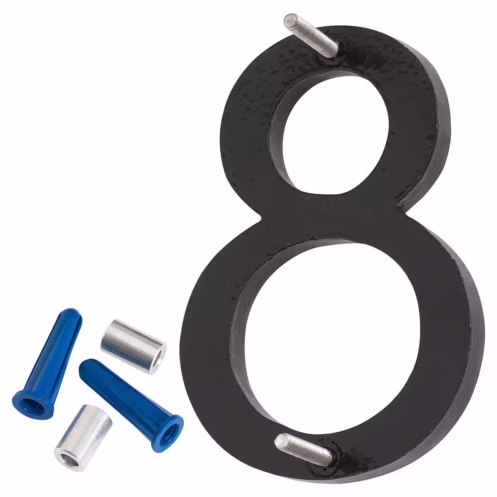Montague Metal Products 16 in. Black Aluminum Floating or Flat Modern House Number 8