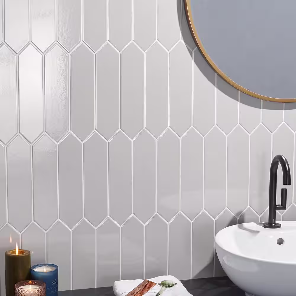 Ivy Hill Tile Saloni Gray 2.95 in. x 11.81 in. Polished Picket Ceramic Wall Tile (5.91 sq. ft./Case)