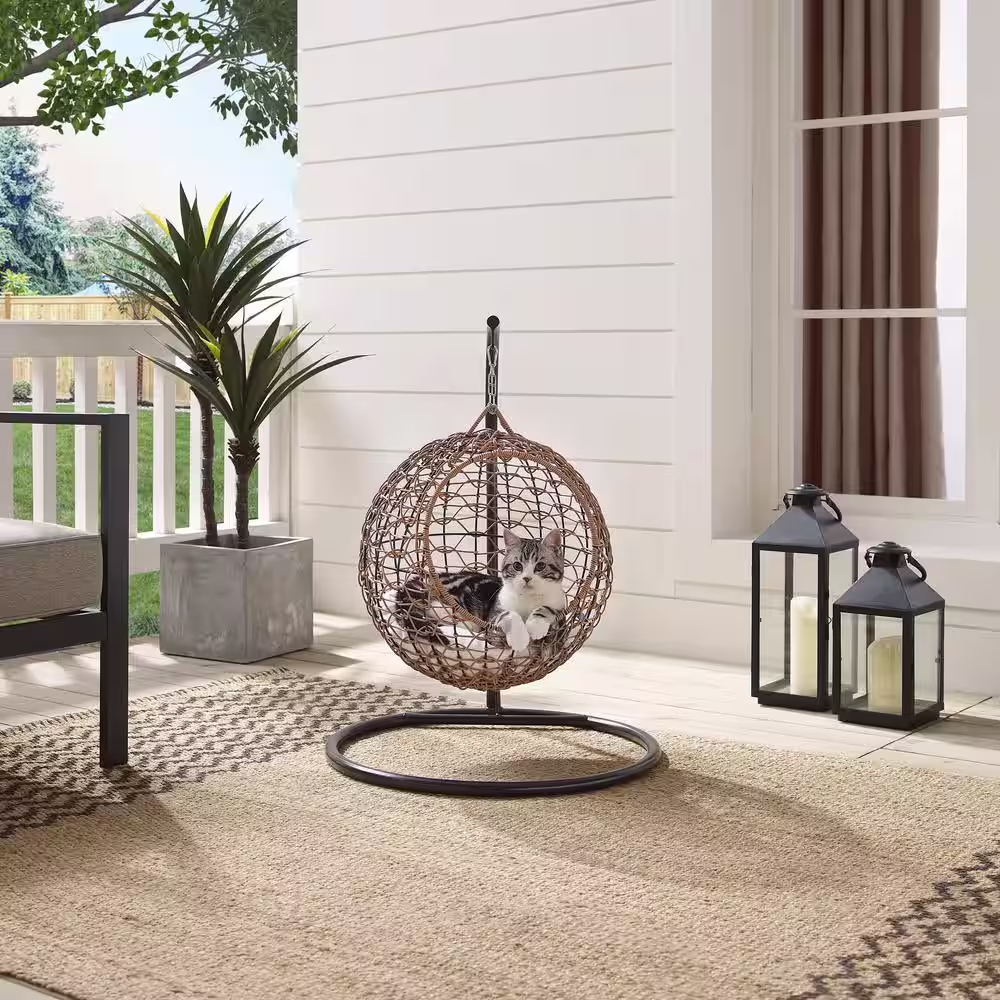 None Nala Medium Brown Hanging Egg Cat Condo Bed