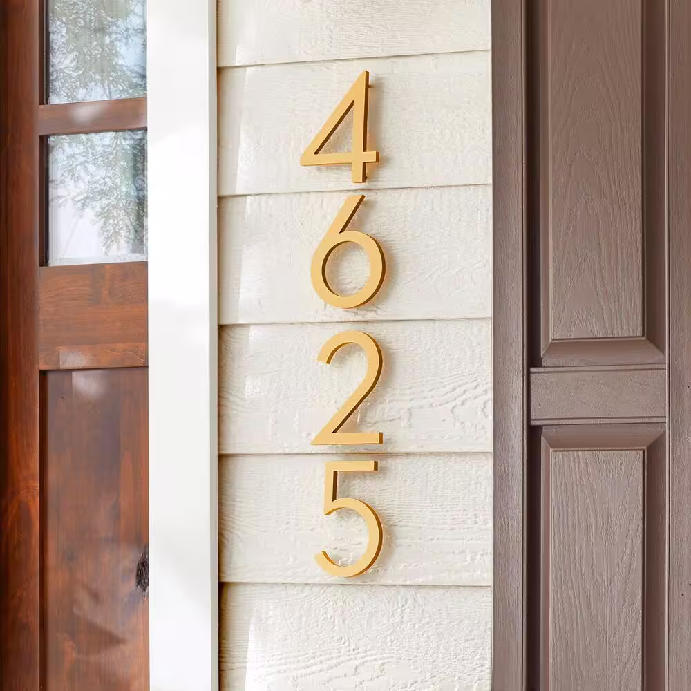 Everbilt 6 in. Brushed Brass Aluminum Floating or Flat Modern House Number 2