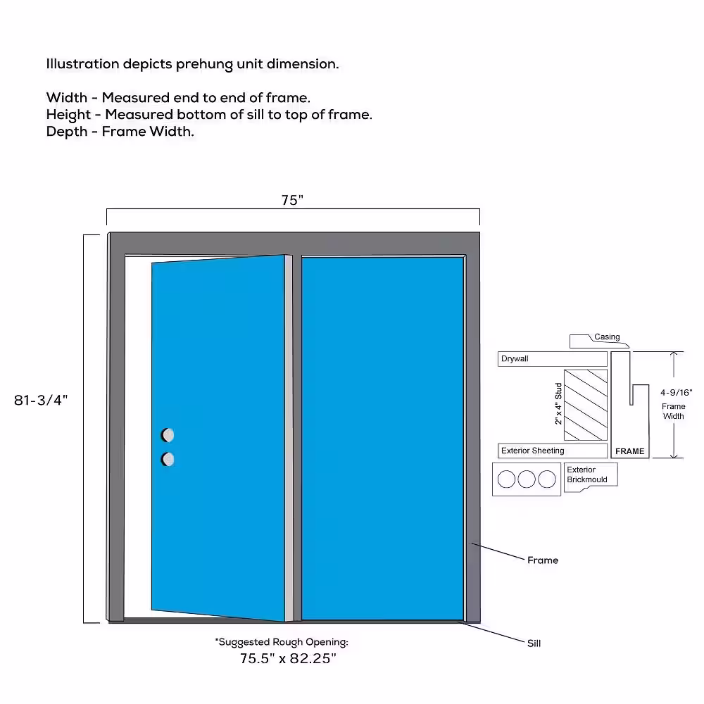 MMI Door 72 in. x 80 in. Clear Glass Primed Steel Prehung Right-Hand Inswing Full Lite Stationary Patio Door