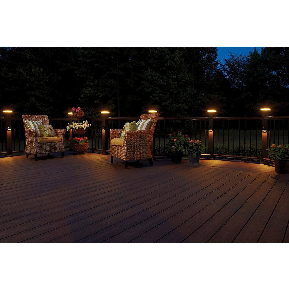 Fiberon 5 in. x 5 in. Serene Black Integrated LED Fits Post Sleeve Hardwired Pyramid Top Downward Deck Post Cap Light