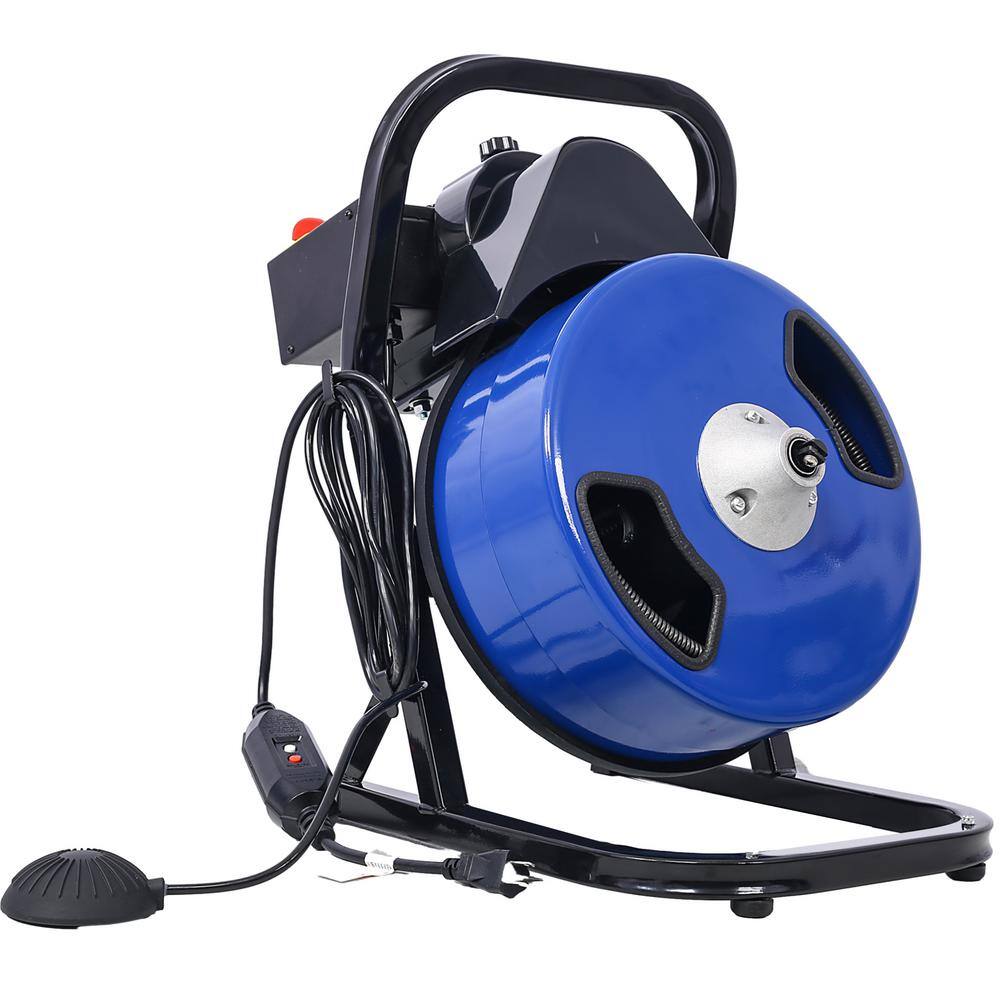 None Electric Drain Auger 60 ft. x 1/2 in. Drain Cleaner Machine with 4-Cutter and Foot Switch for 1 in. to 4 in. Pipe