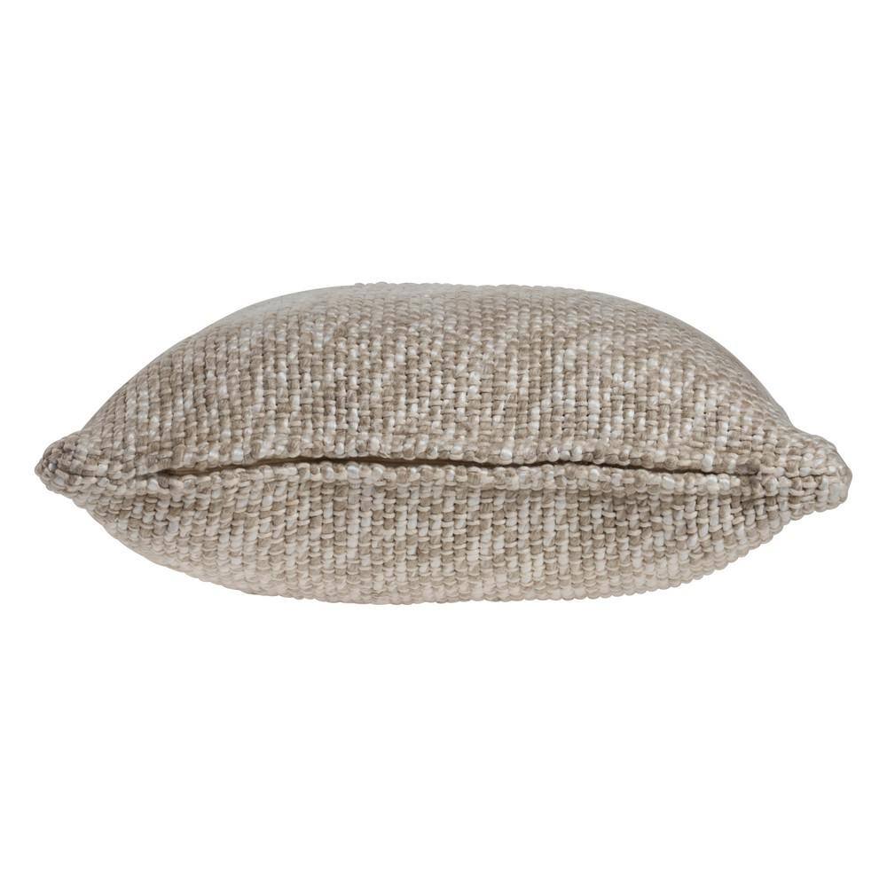 LR Home Care Oatmeal/Ivory Solid Textured Woven Cozy Poly-Fill 20 in. x 20 in. Throw Pillow
