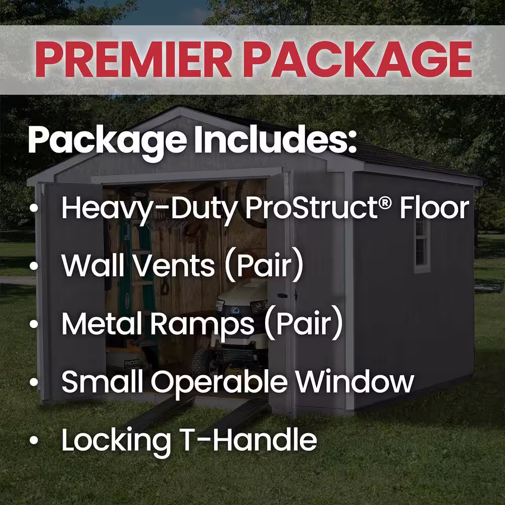Handy Home Products Pro Installed Princeton Premier 10 ft. x 10 ft. Wood Shed with Floor, Window and Ramp Upgrade Gray Shingle (100 sq. ft.)