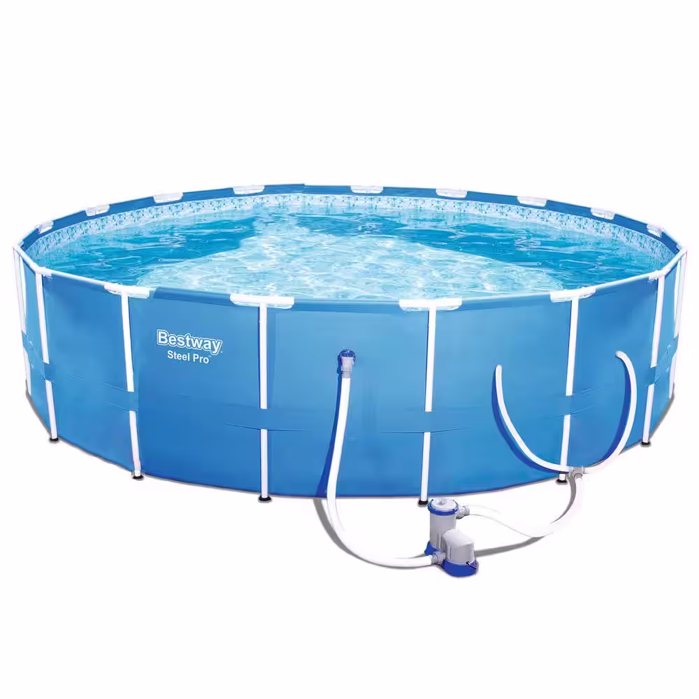 Bestway 12 ft. x 30 in. D Steel Pro Round Above Ground Pool with Steel Metal Frame