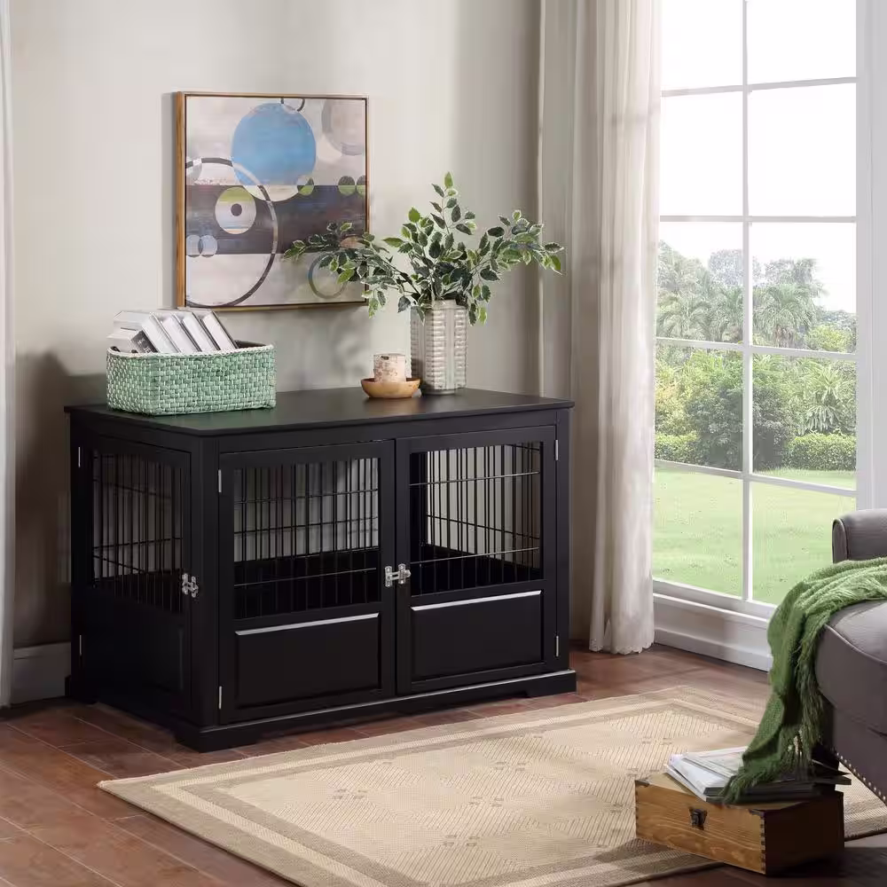 zoovilla Black Fairview Triple Door Dog Crate - Large