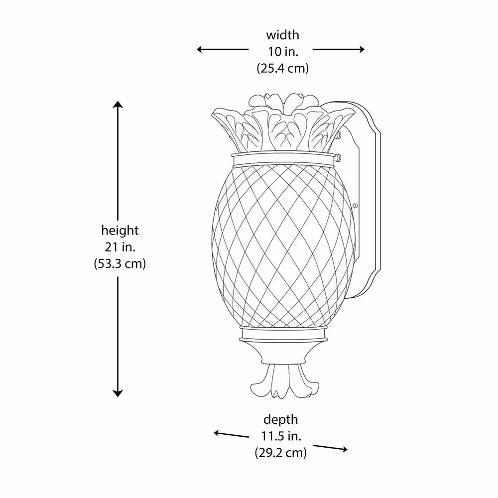 Monteaux Lighting 3-Light Bronze Pineapple Outdoor Coach Wall Light Fixture with Patterned Glass