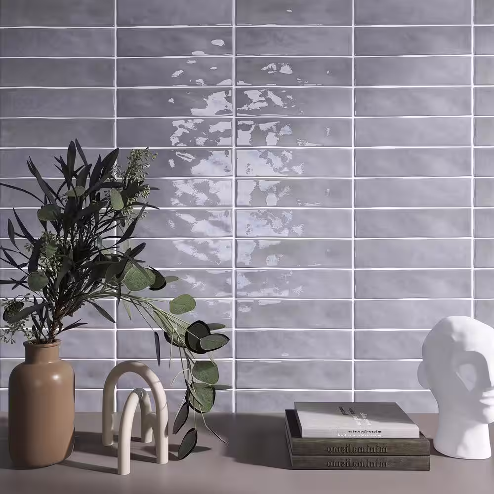 MOLOVO Kezma Gris Gray 2.95 in. X 11.81 in. Polished Ceramic Subway Wall Tile (6.03 sq. ft./Case)