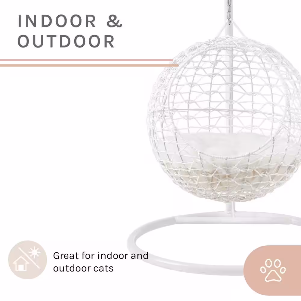 None Nala Medium White Hanging Egg Cat Condo Bed