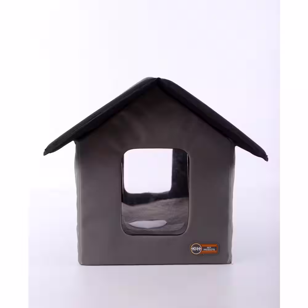 K and H Pet Products Gray/Black Outdoor Kitty House (Unheated) - 18 in. x 22 in. x 17 in.