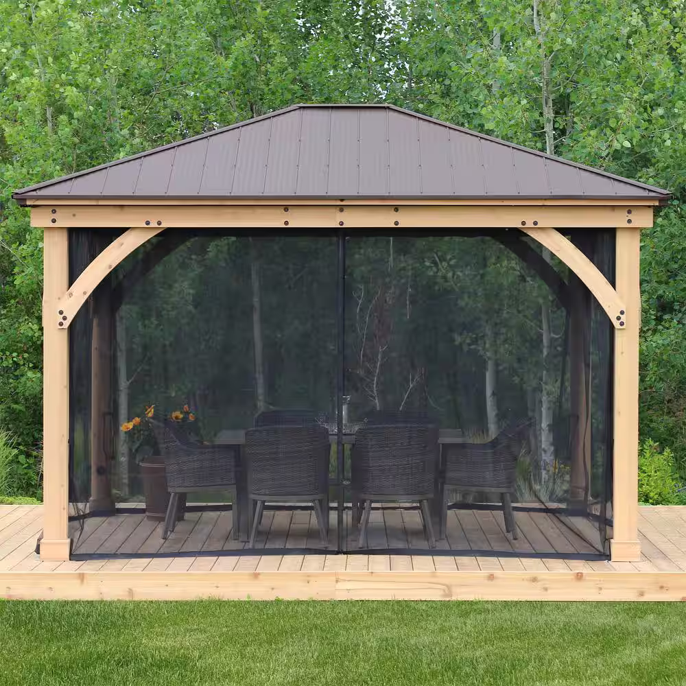 Yardistry Mosquito Mesh Kit to fit Meridian 12 ft. x 14 ft. Gazebo with UV resistant Phifer Material and Easy Glide Tracks