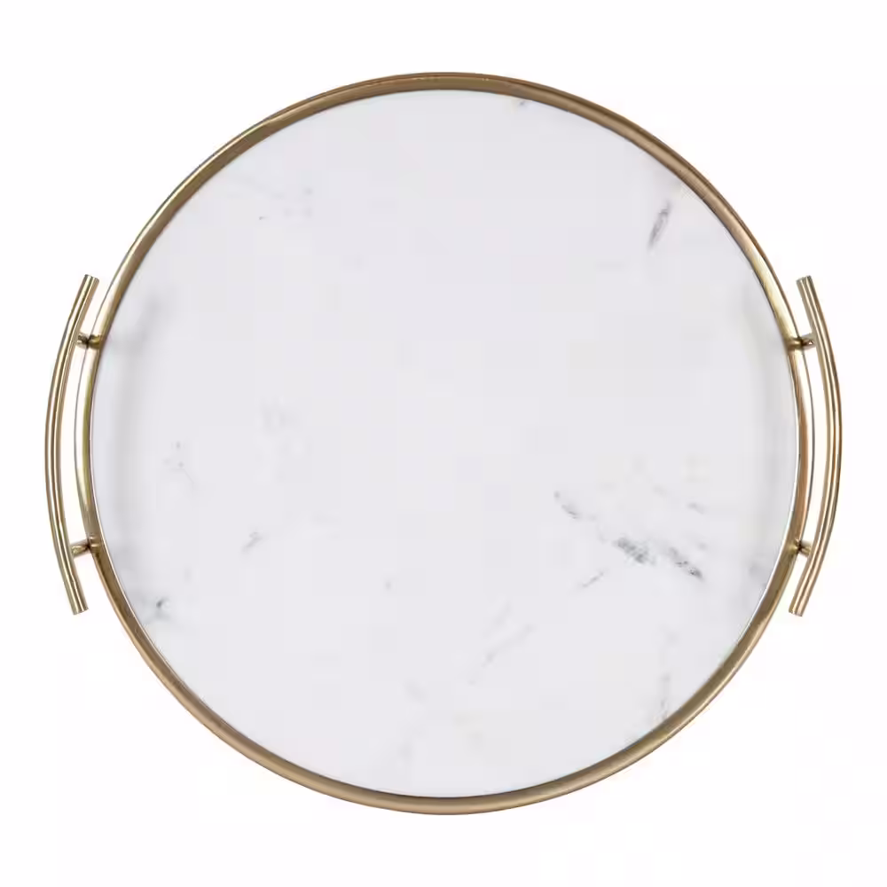 Kate and Laurel Marbury White Decorative Tray