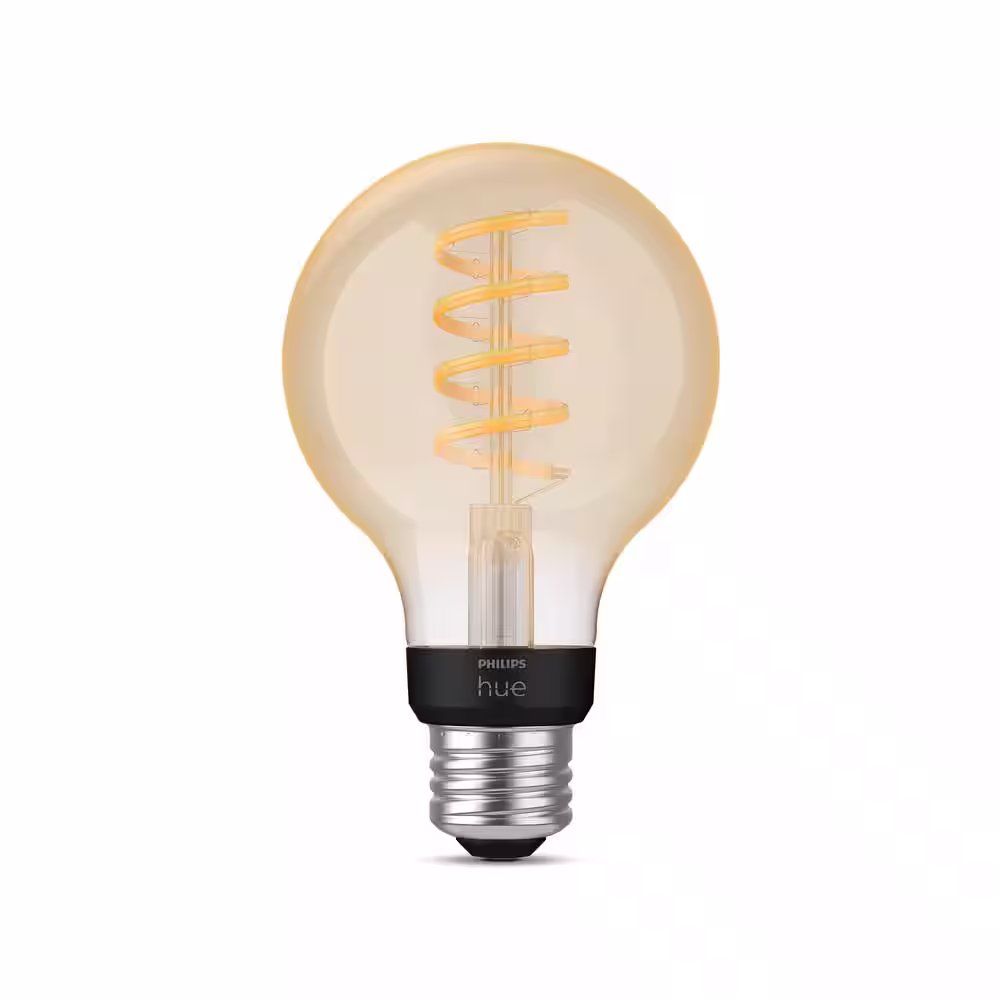 Philips Hue 40-Watt Equivalent G25 Smart LED Vintage Edison Tuneable White Light Bulb with Bluetooth (1-Pack)