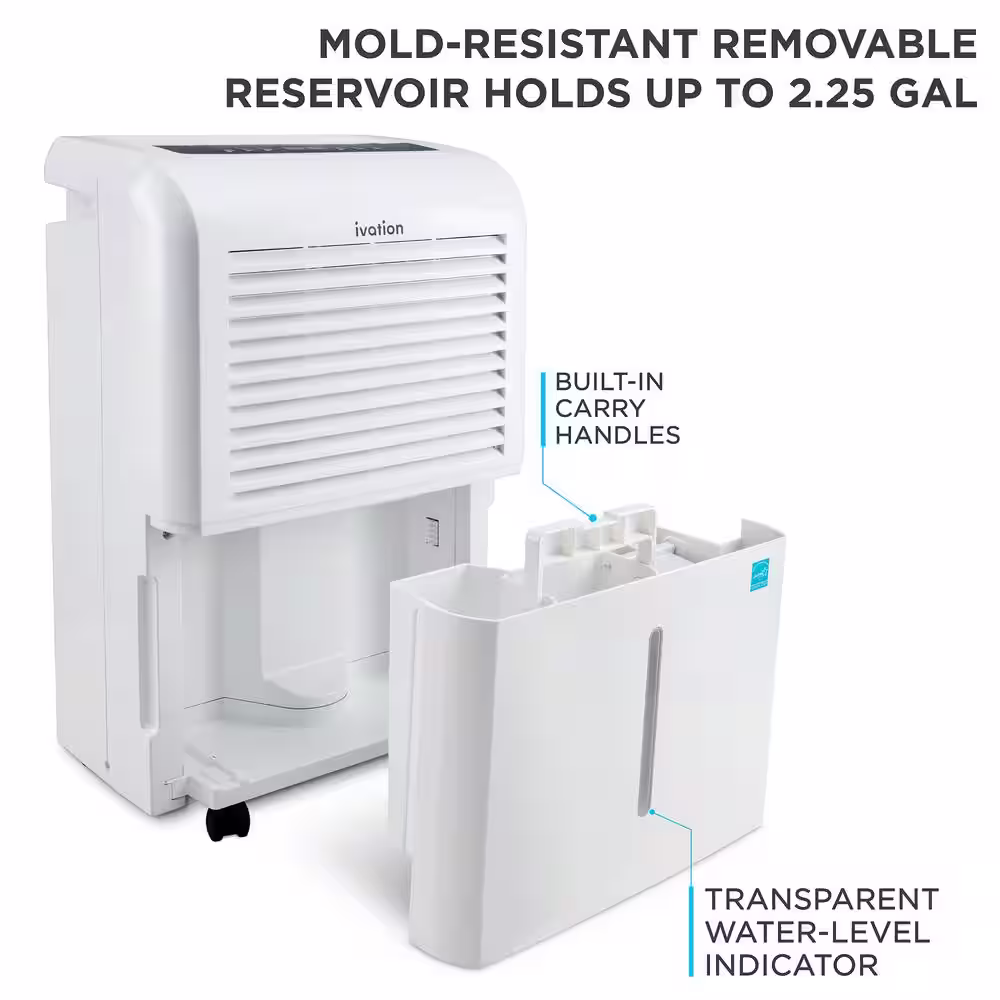 Ivation 50 Pint Smart Wi-Fi Energy Star Dehumidifier with Hose Connector and App