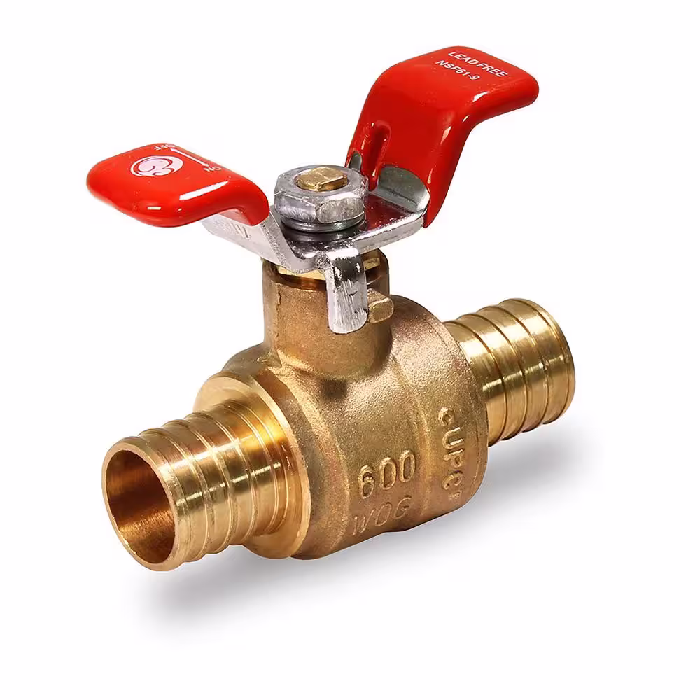The Plumber's Choice 1 in. Full Port PEX Barb Ball Valve Water Shut Off with Tee Handle
