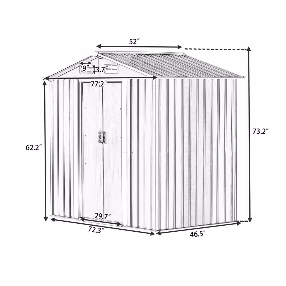 None 23.4 sq. ft. Patio Brown Metal Garden Storage Shed with Lockable Doors, Tool Cabinet and Vents