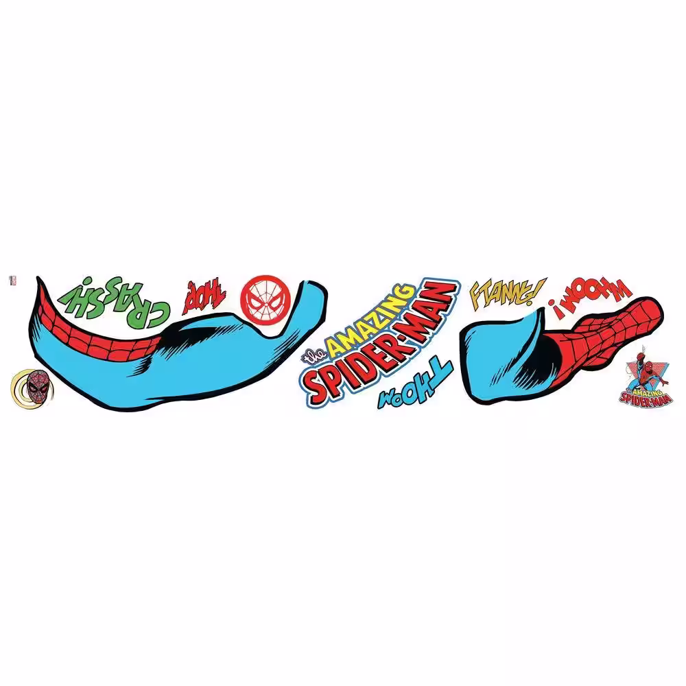 RoomMates 2.5 in. x 27 in. Classic Spider-Man Comic 23-Piece Peel and Stick Wall Decal