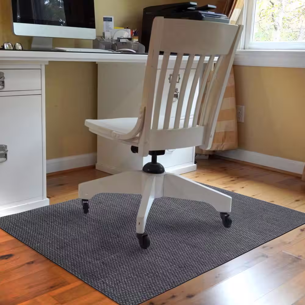 Bungalow Flooring Barbury Weave 3 ft. x 4 ft. Desk Chair Mat - Gray