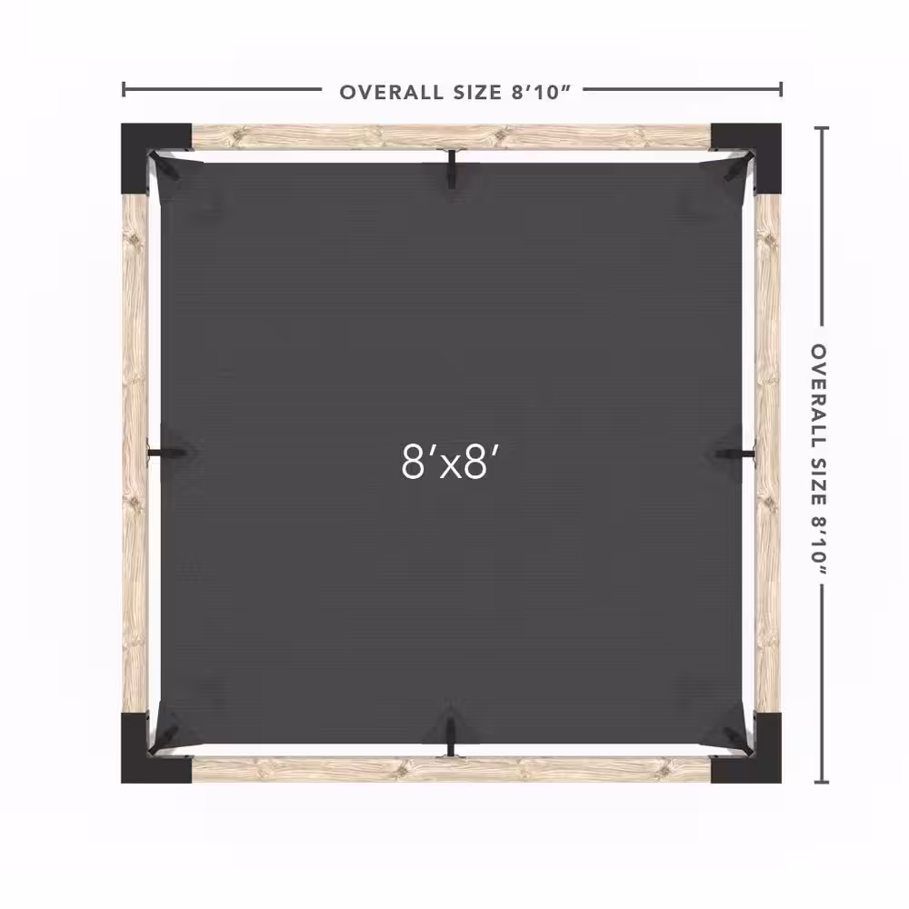 TOJA GRID 8 ft. L x 8 ft. W Pergola Kit with White Shade Sail