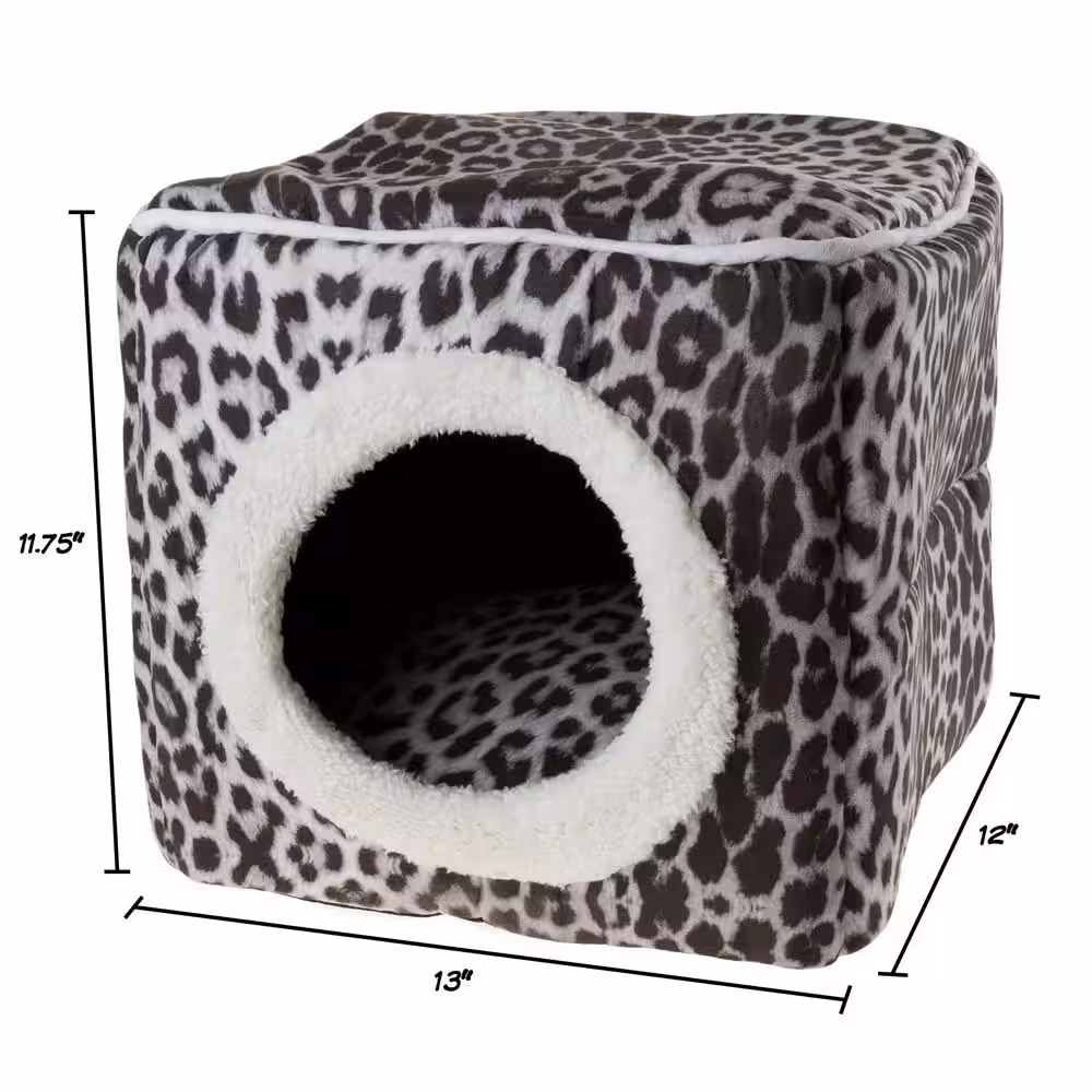 Petmaker Small Gray/Black Animal Print Cozy Cave Pet Cube