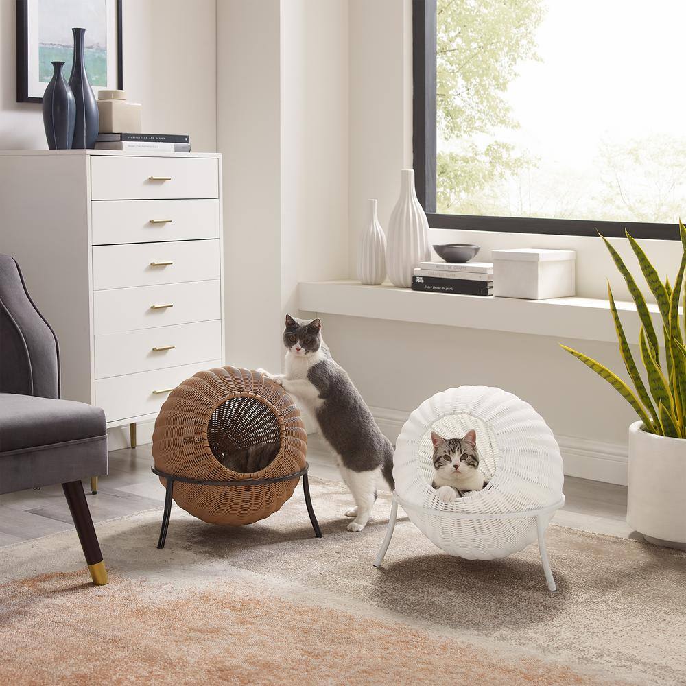 None Nala Wicker Cat Bed Medium in White
