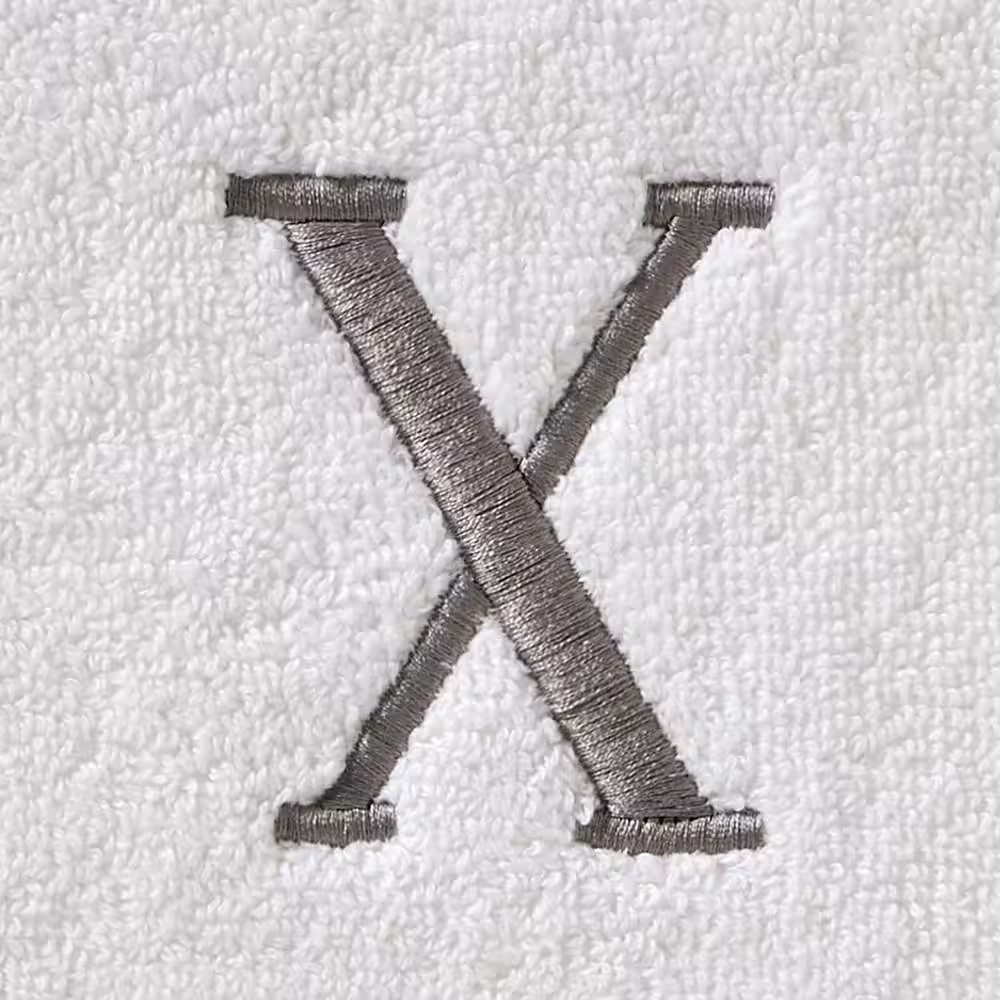 SKL Home Casual Monogram Letter X Hand Towel 2 piece set, white, cotton