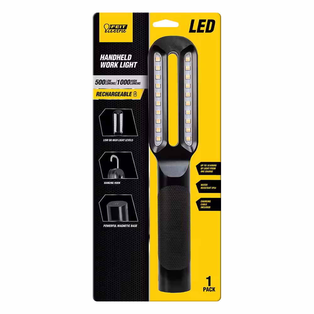 Feit Electric 1000 Lumens Ultra Bright COB Handheld Rechargeable With Magnetic Base And Hanging Hook LED Work Light (12-Pack)