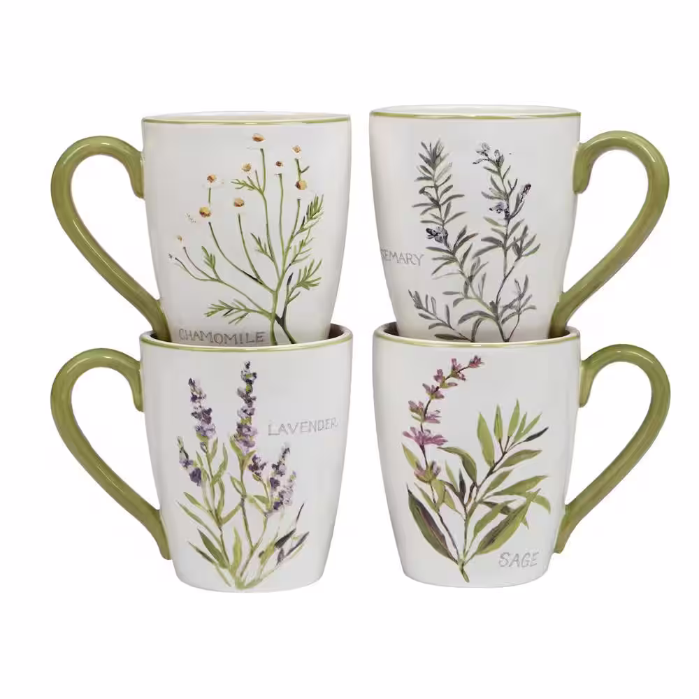 Certified International Fresh Herbs 16-Piece Assorted Colors Earthenware Dinnerware Set (Service for 4)
