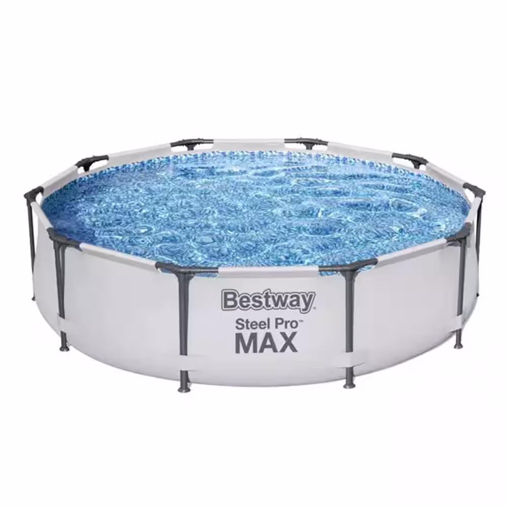 Bestway 56407E 10 ft. Round 30 in. High Metal Frame Pool Steel Pro MAX Family Swimming Pool Set