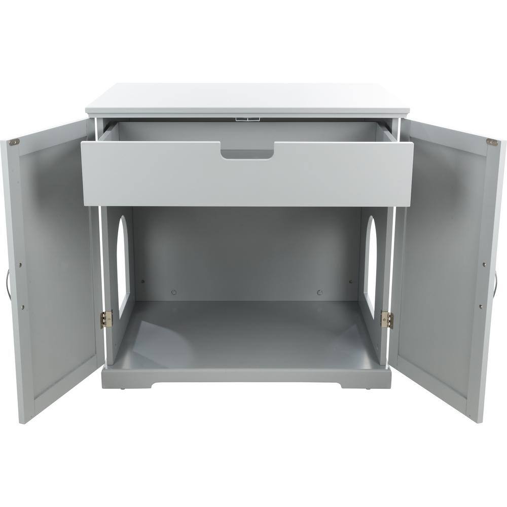 TRIXIE XL Wooden Litter Box Enclosure with Drawer, Gray