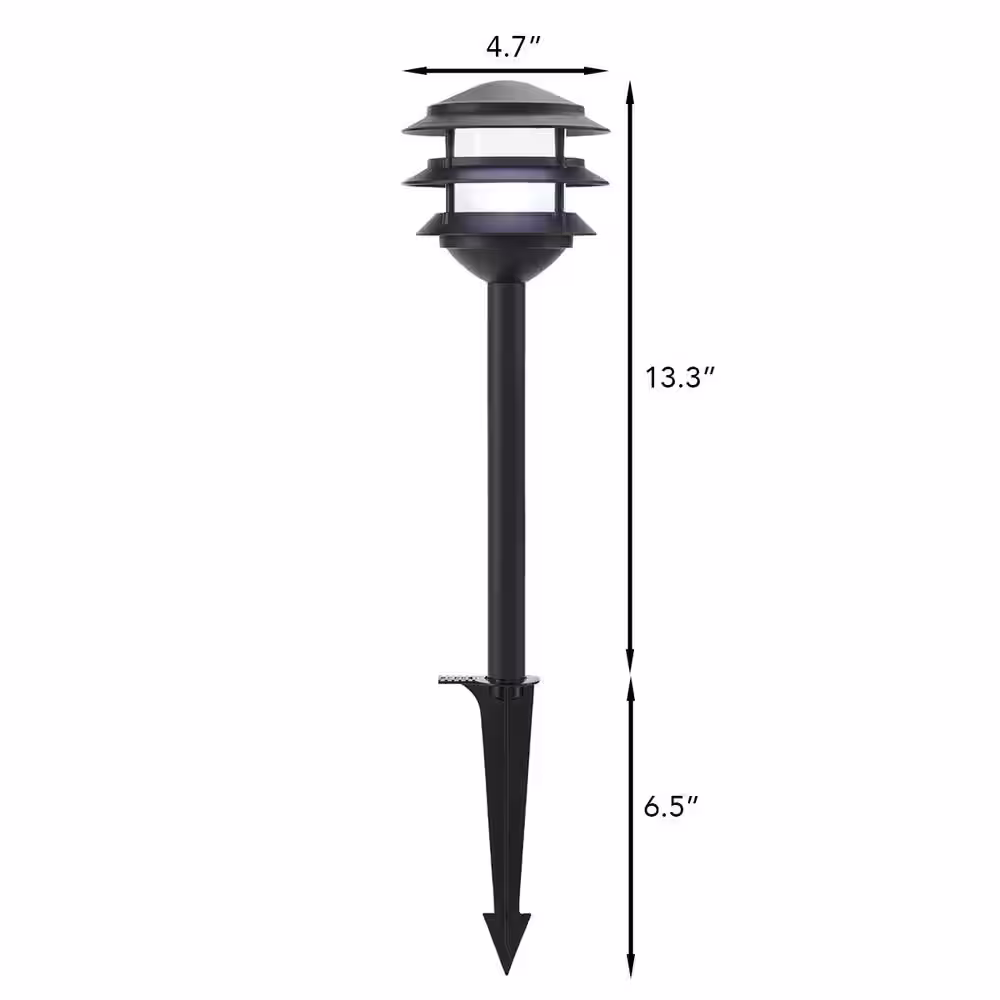 Hampton Bay Lauderdale Low Voltage Matte Black Color Changing LED 3-Tier Outdoor Landscape Path Light Powered by Hubspace