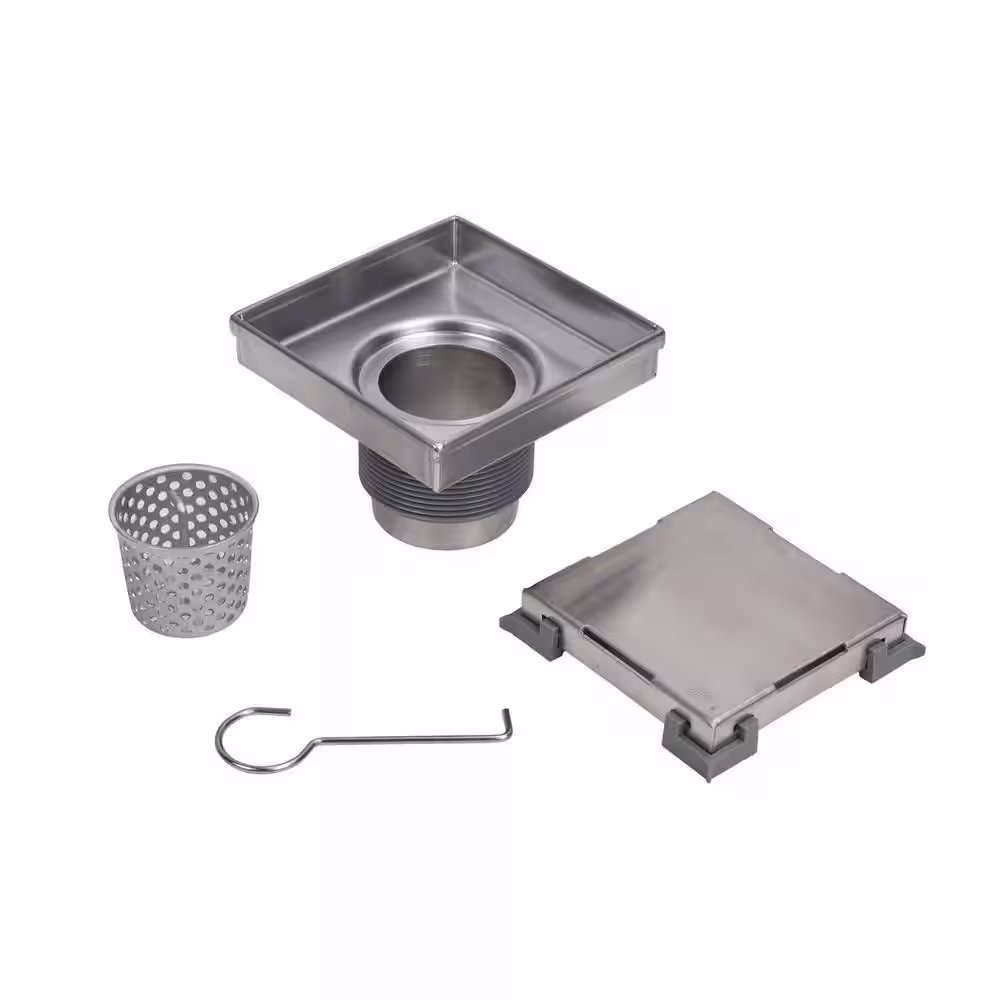 Oatey Designline 6 in. x 6 in. Stainless Steel Square Shower Drain with Tile-In Pattern Drain Cover