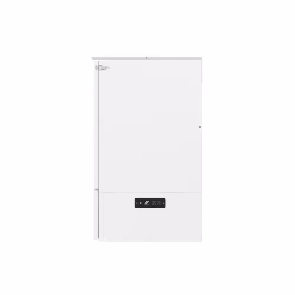 AFI Southampton Full White Murphy Bed Chest with Memory Foam Folding Mattress Built-in Charging Station and Storage Drawer