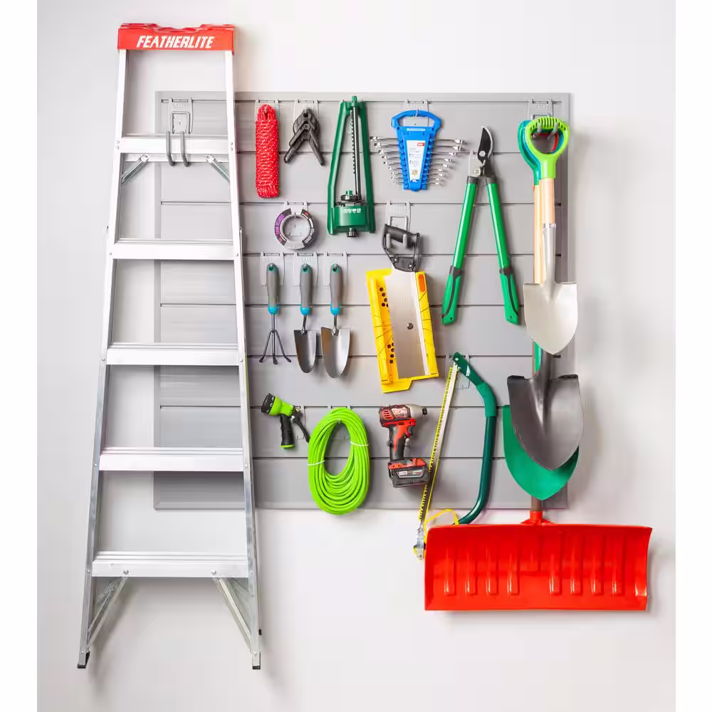 CROWNWALL Home 6 in. x 4 ft. x 4 ft. Heavy Duty PVC Slatwall Organizer Panel Set in Dove Grey
