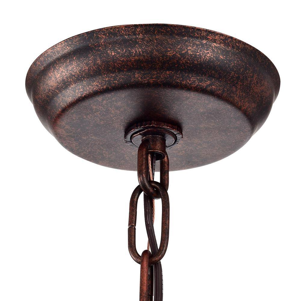Edvivi 1-Light Rustic Antique Copper Dome Modern Farmhouse Pendant with Hanging Crystals