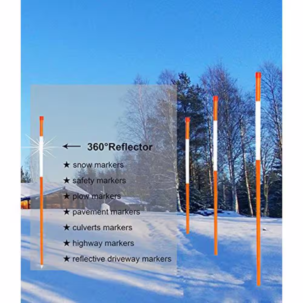 None 48 in. Reflective Driveway Markers Driveway Poles for Easy Visibility at Night, Orange (50-Pack)