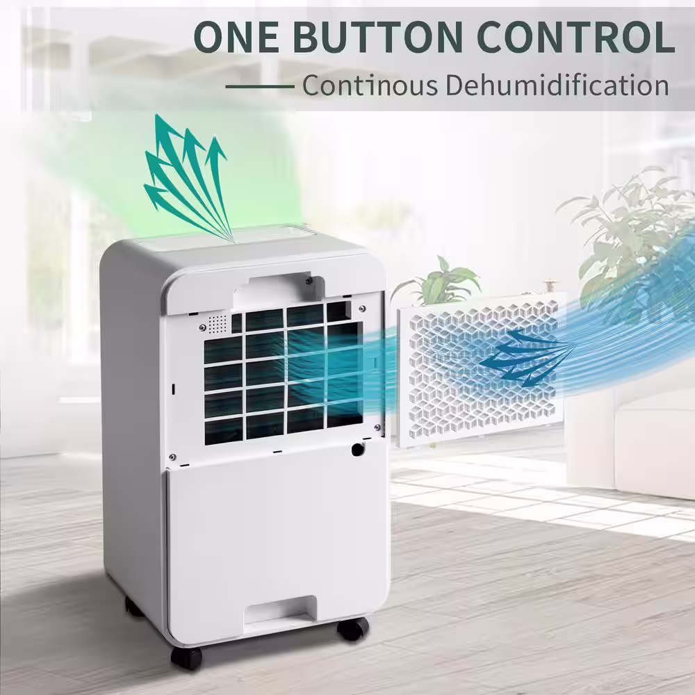 None 30 pt. 3000 sq.ft. Auto or Manual Drain Dehumidifier in. White with 2L Water Tank