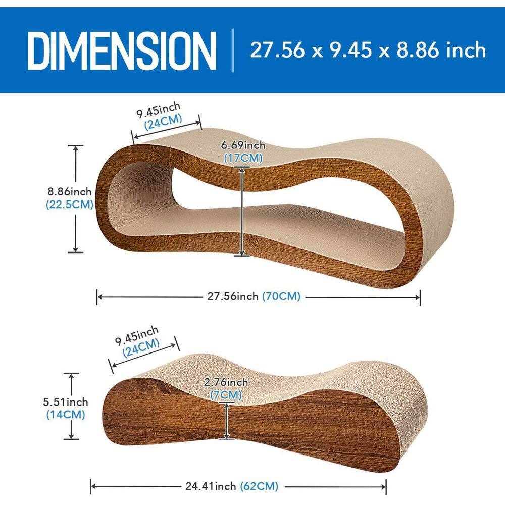 None Large 2 in 1 Cat Scratcher Cardboard Lounge Bed Cat Scratching Post Durable Board Pads Prevents Furniture Damage