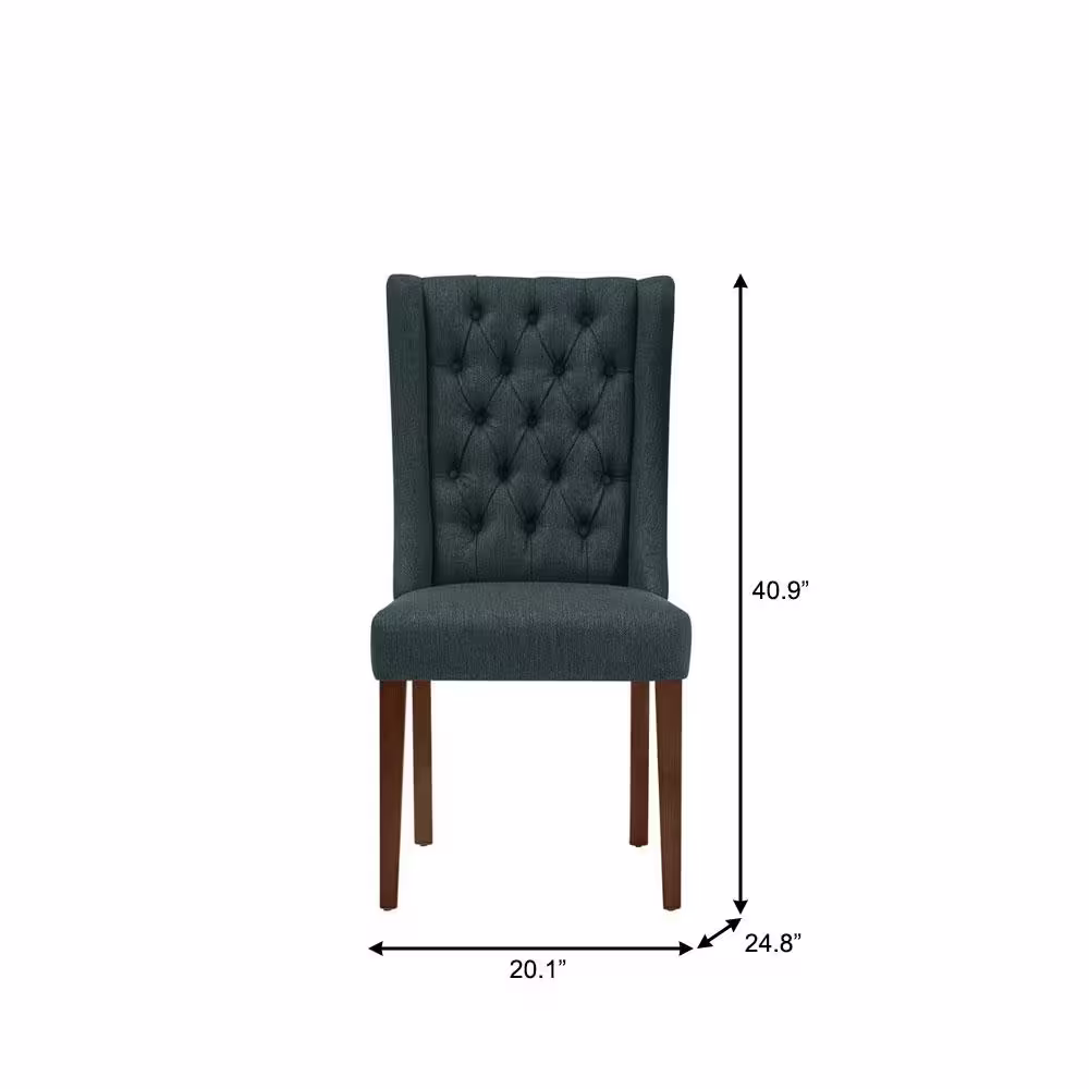 Home Decorators Collection Dorbrook Diamond-Tufted Upholstered Dining Chairs in Charleston Blue (Set of 2)