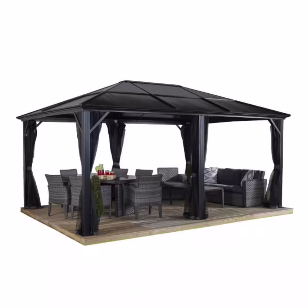 Sojag Meridien 12 ft. x 16 ft. Dark Grey Rustproof Aluminum Framed Gazebo