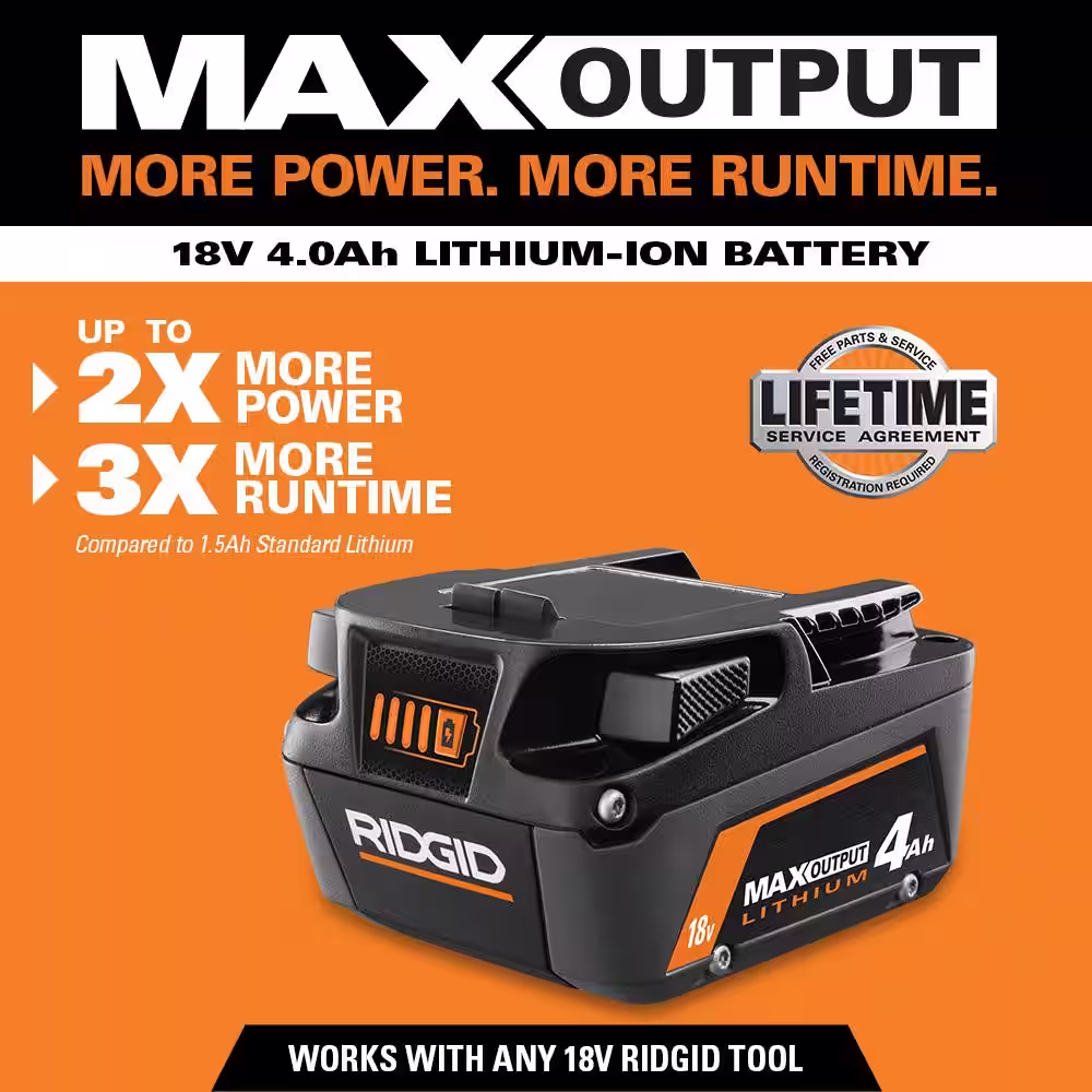 RIDGID 18V Lithium-Ion MAX Output 4.0 Ah Battery (2-Pack)