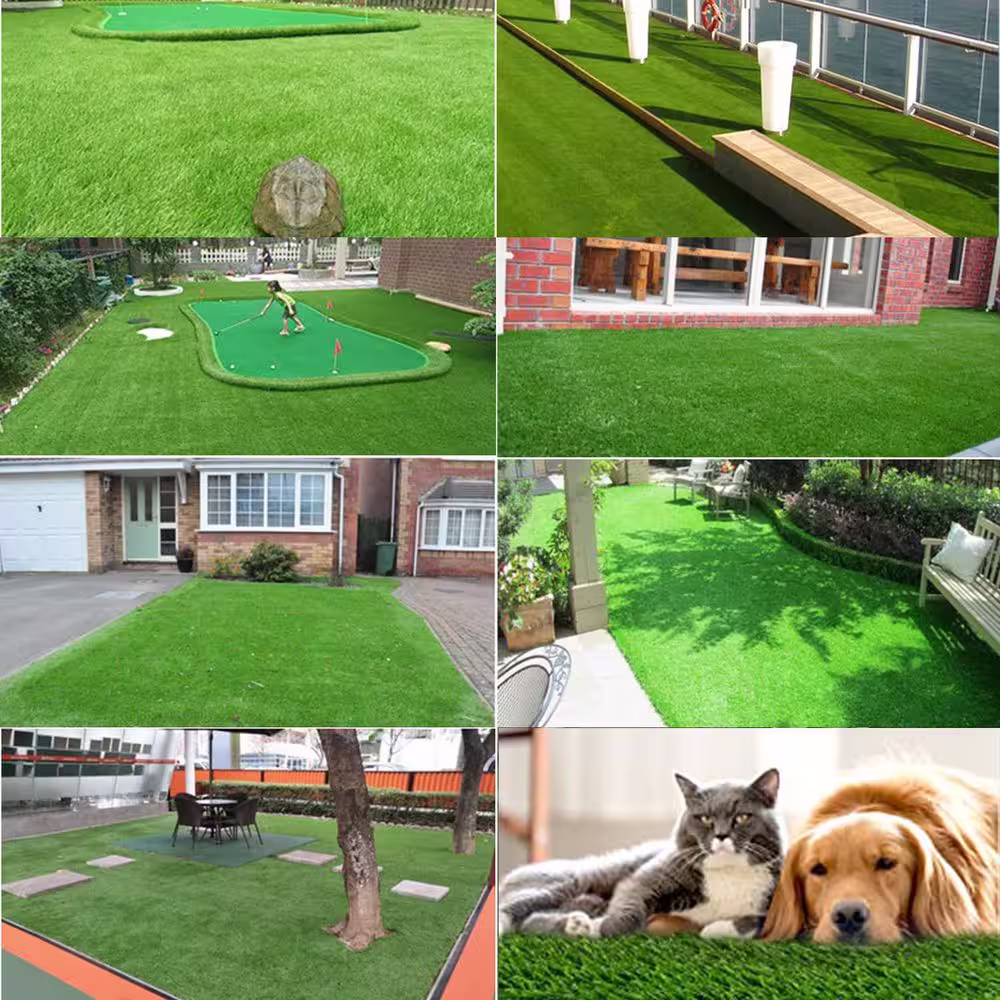 Agfabric 5 ft. x 7 ft. Green Artificial Grass Carpet 1.26 in. Mat for Outdoor Garden Landscape Balcony Dog Grass Rug