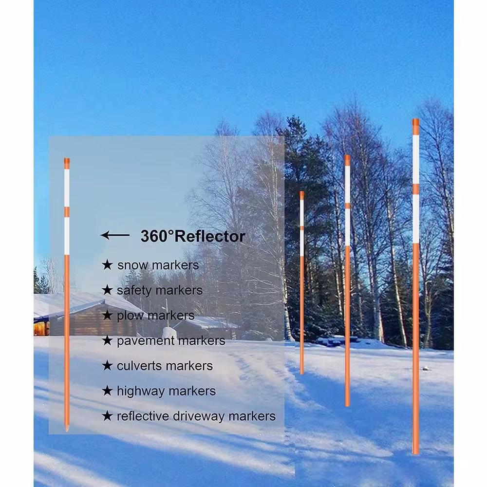 FiberMarker 48 in. 20-Pieces Reflective Driveway Markers 1/4 in. Dia Orange Driveway Poles for Easy Visibility at Night