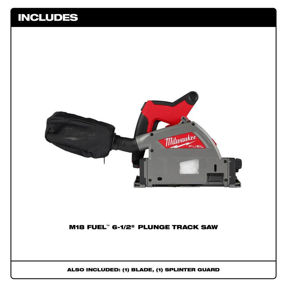 Milwaukee M18 FUEL 18V Lithium-Ion Cordless Brushless 6-1/2 in. Plunge Cut Track Saw with 55 in. Track Saw Guide Rail