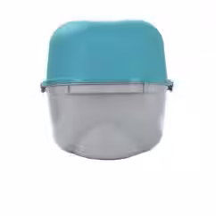 Rimax Plastic Hooded Cat Litter Box with Scoop 22.3 in. x 14.33 in. in Gray and Turquoise