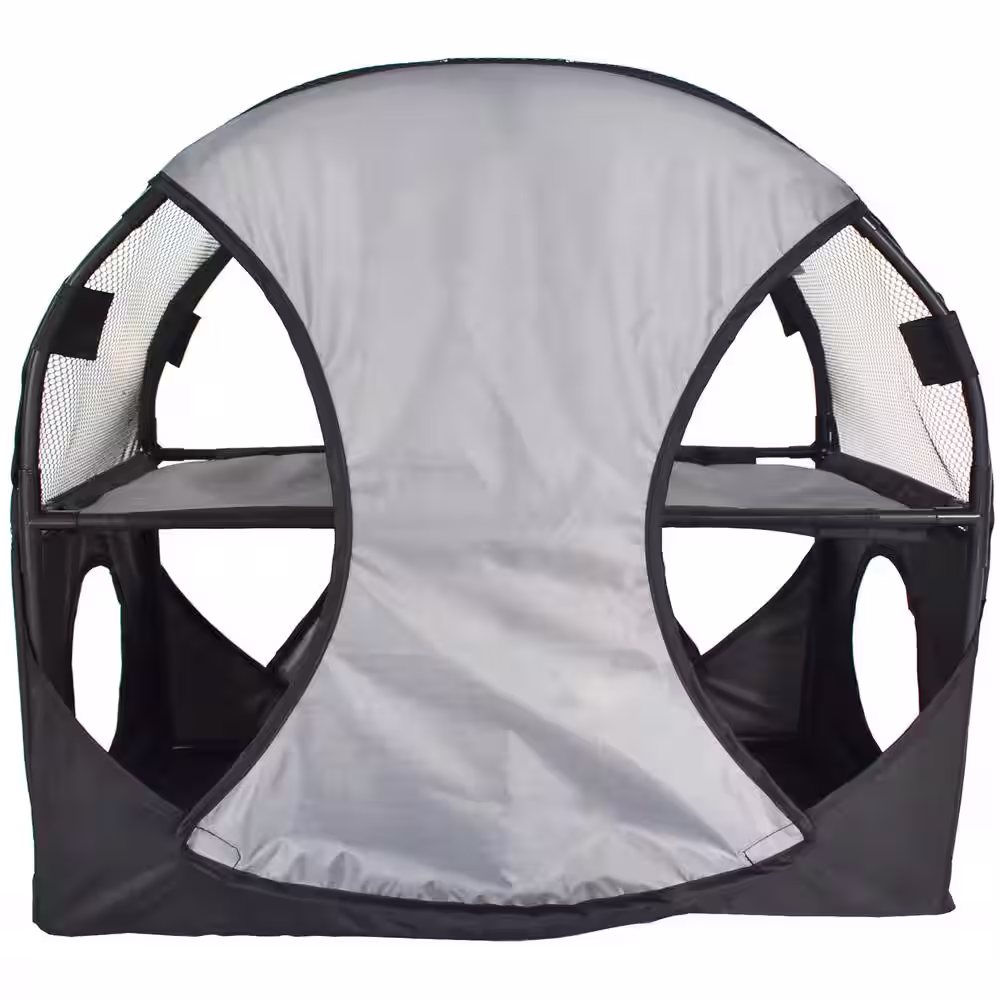 PET LIFE Grey and Black Kitty-Play Obstacle Travel Collapsible Soft Folding Pet Cat House