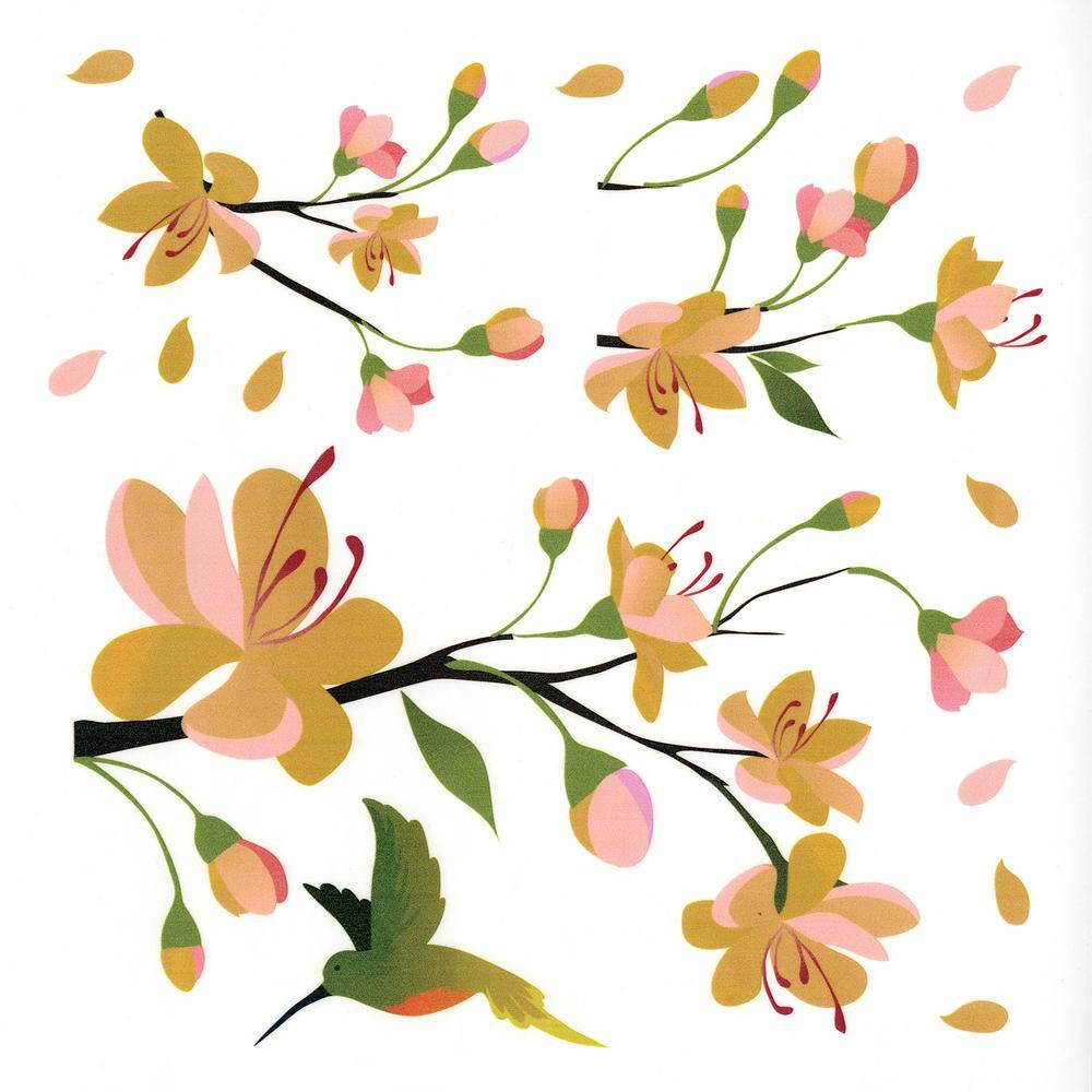 Crearreda 24.6 in. x 12.3 in. Yellow Branch Wall Decal