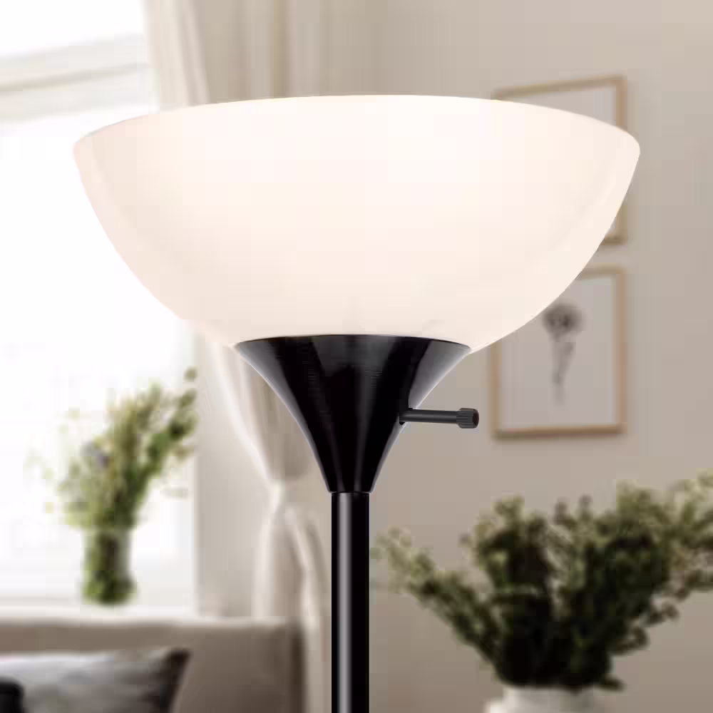 Brightech Sky Dome 72 in. Black Torchiere LED Floor Lamp