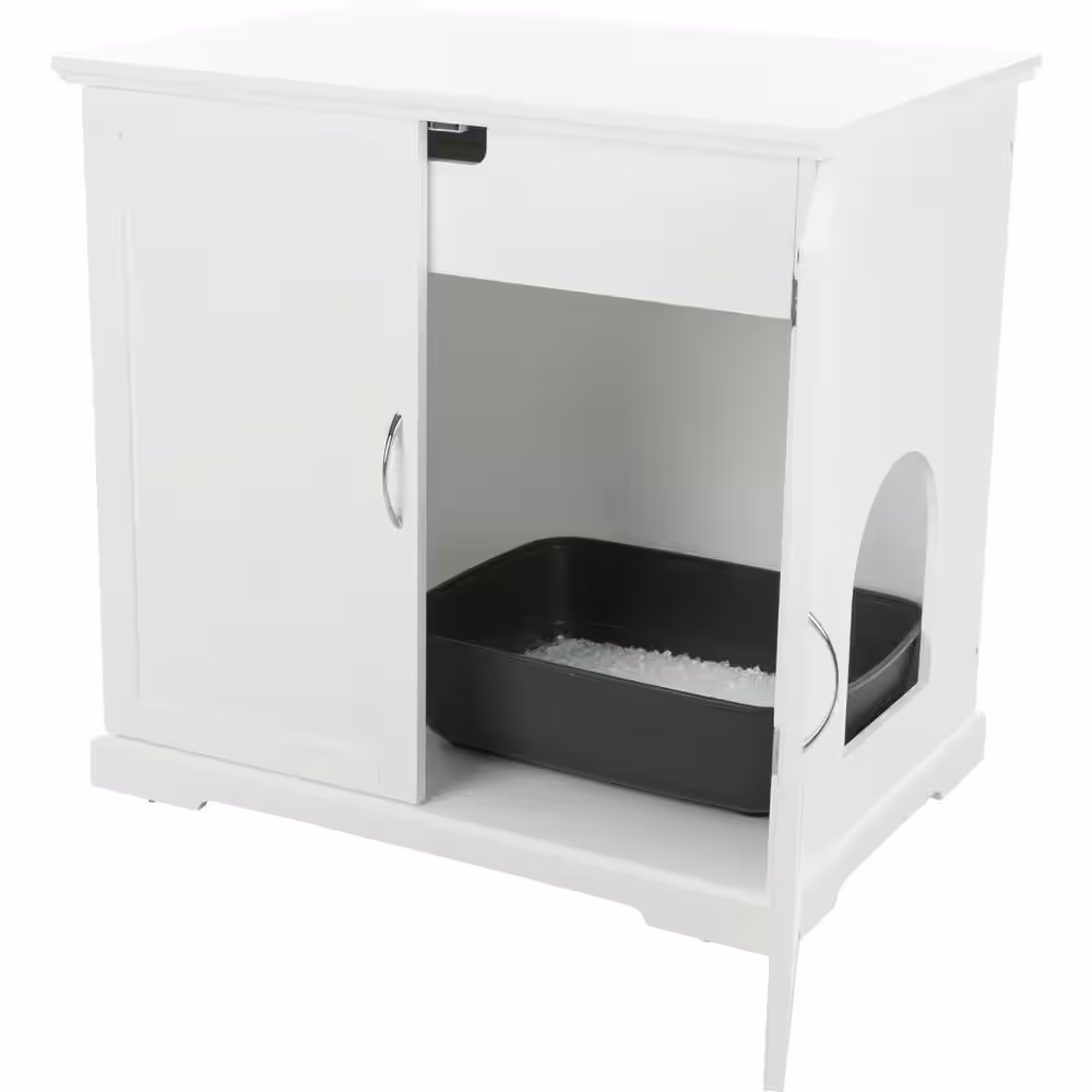 TRIXIE XL Wooden Litter Box Enclosure with Drawer, White